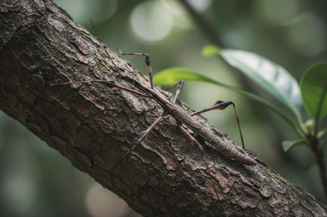 An insect camouflaged against its natural environment, illustrating the concept of mimicry in nature