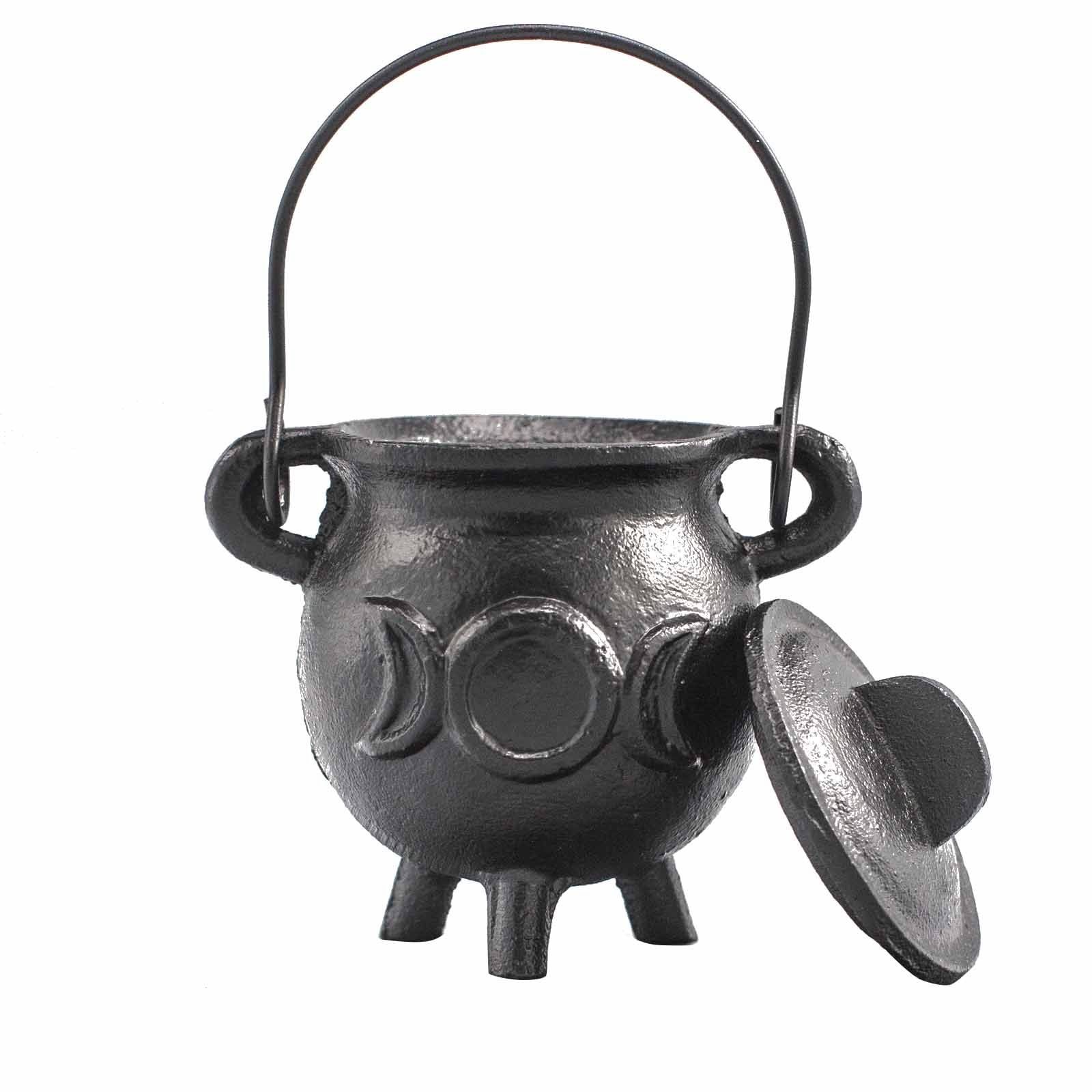 Cast Iron Cauldron with Triple Moon 6.5x13cm - Burnt Orchid Organics
