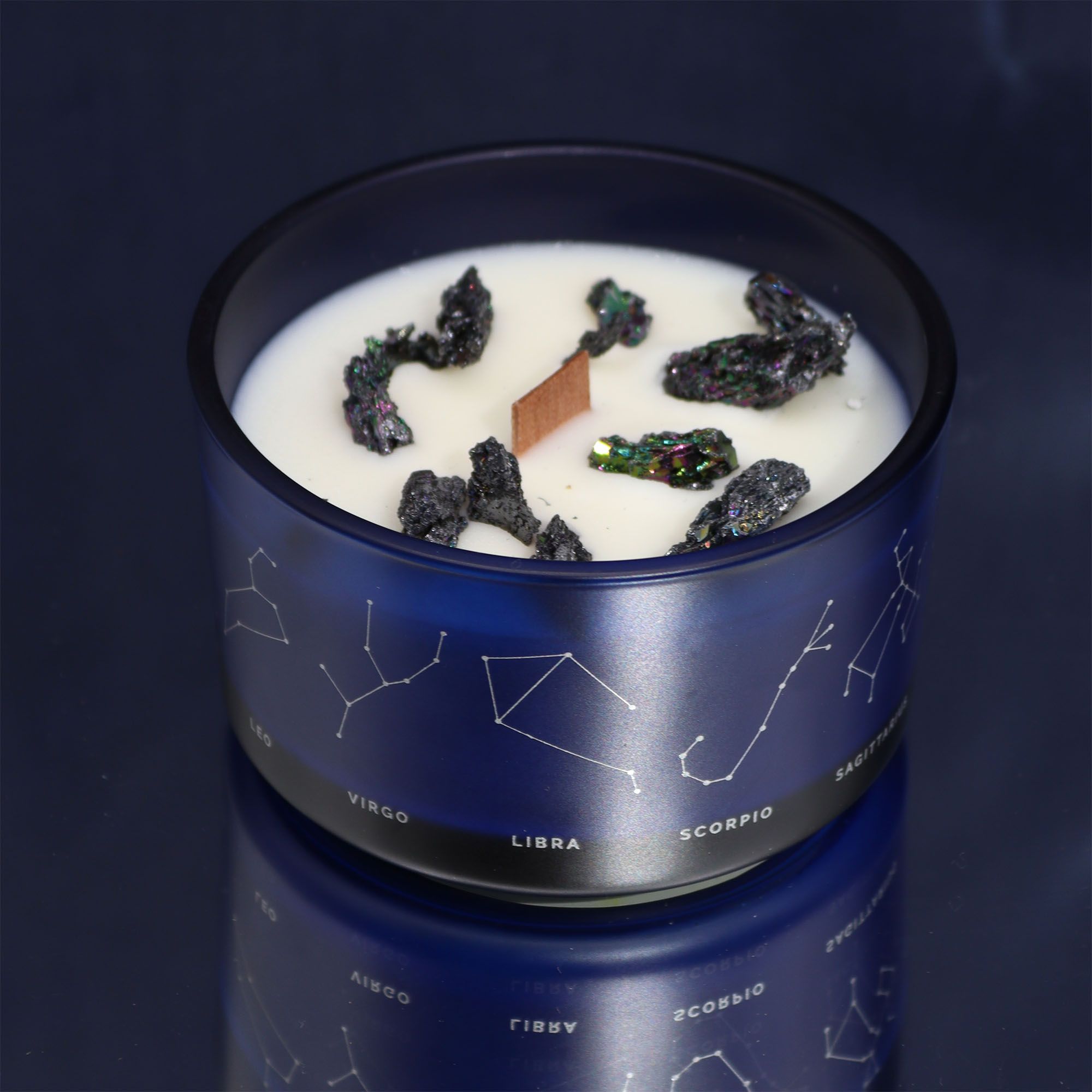 Zodiac Crystal Candle with Gemstone Bracelet - Pisces - Burnt Orchid Organics
