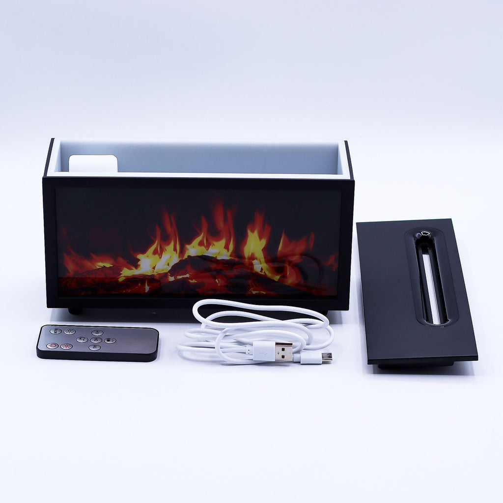 Flame Effect Aroma Diffuser with Birdsound - Black USB - Colour Change - Burnt Orchid Organics
