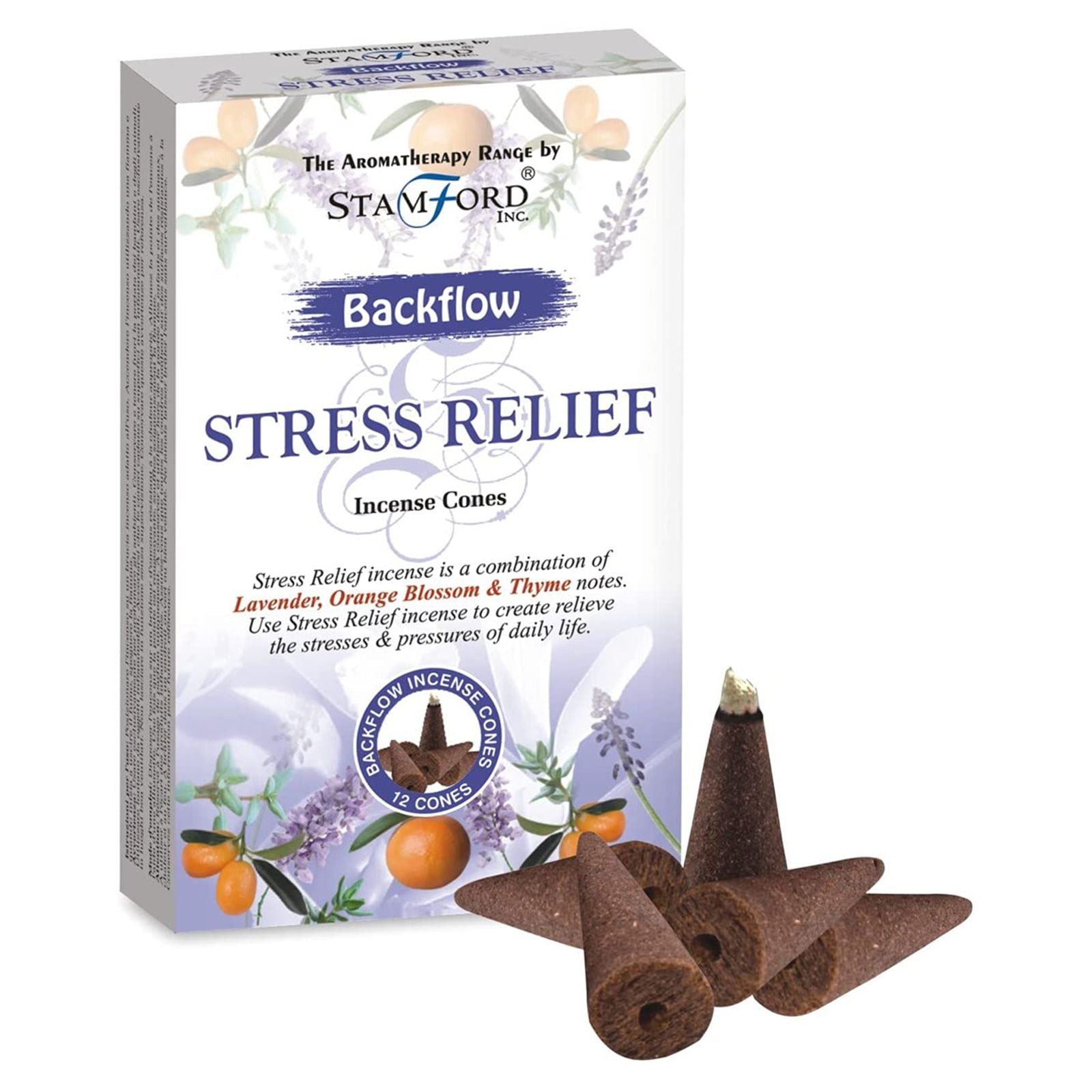 Aromatherapy Backflow Cones - Stress Release - Burnt Orchid Organics