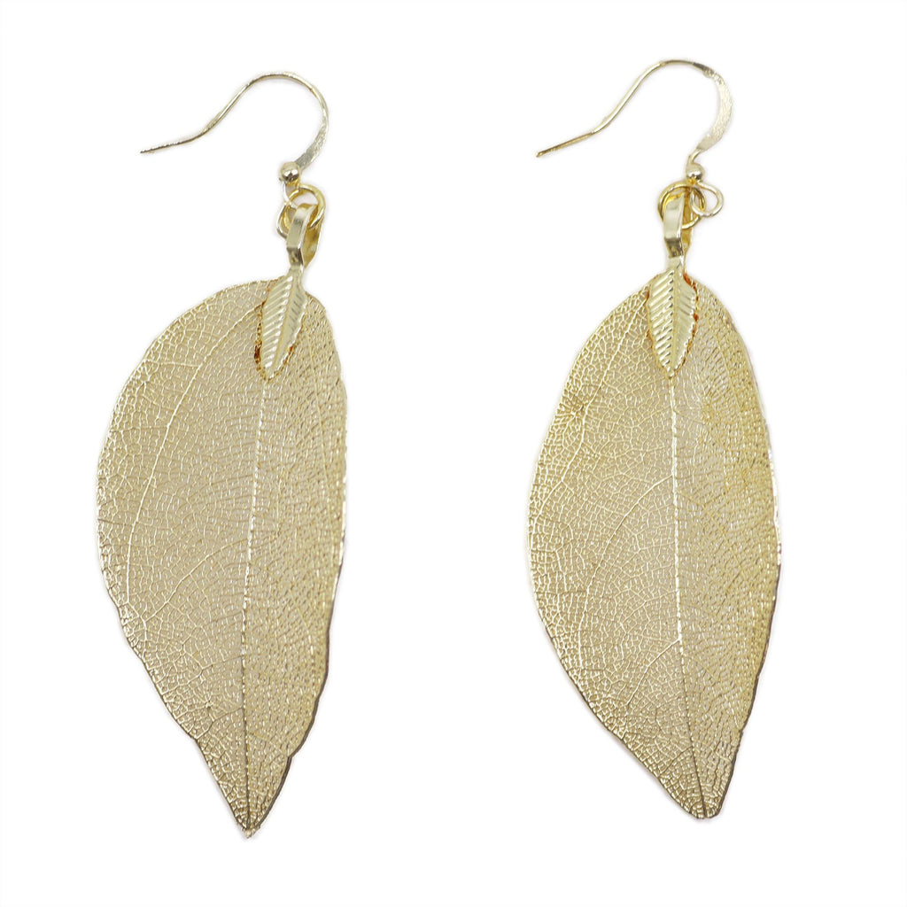 Earrings - Bravery Leaf - Gold - Burnt Orchid Organics