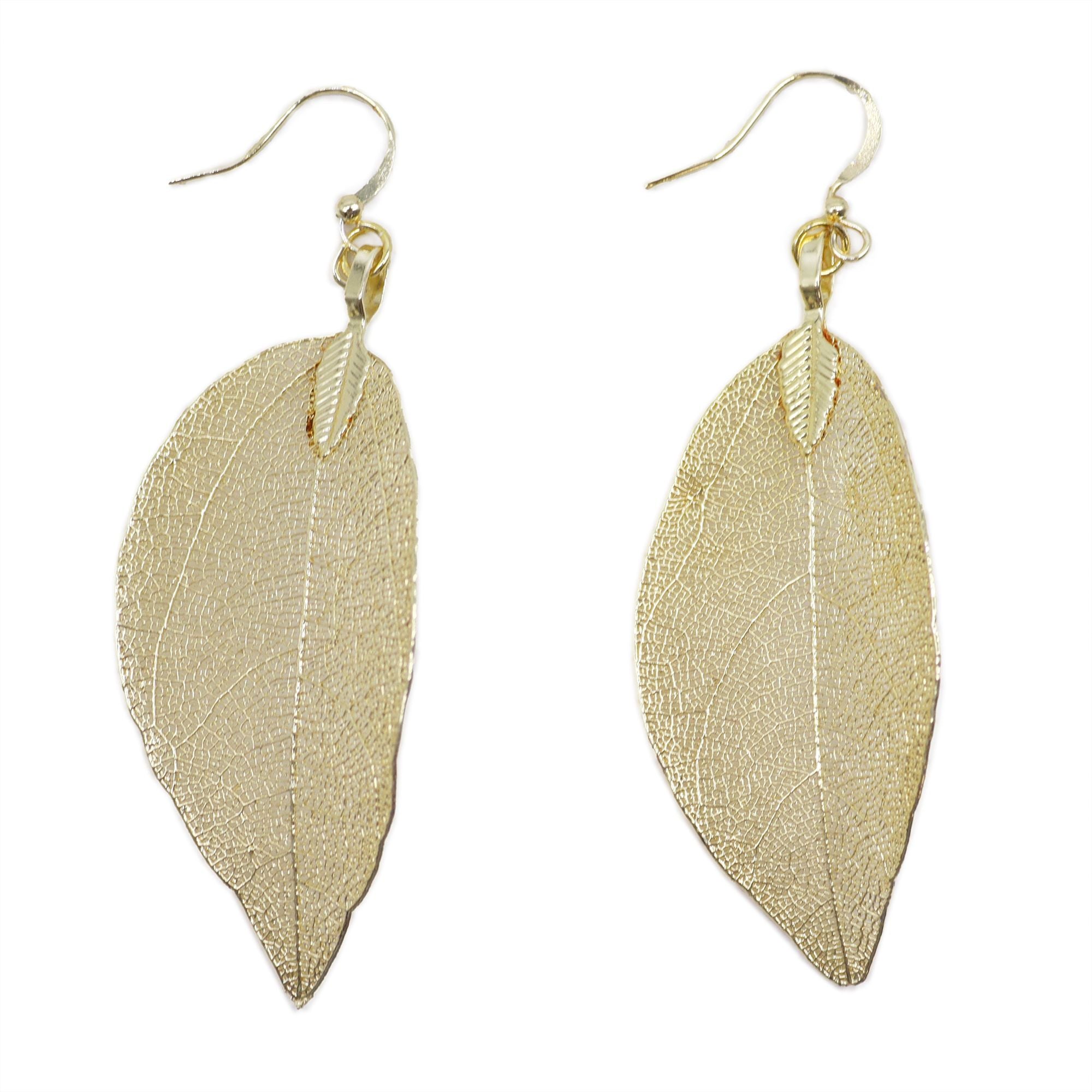 Earrings - Bravery Leaf - Gold - Burnt Orchid Organics