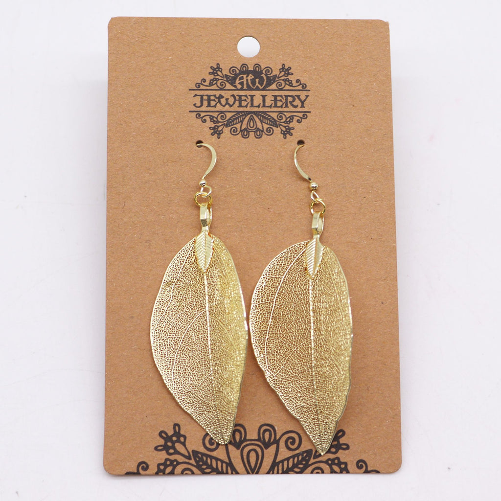 Earrings - Bravery Leaf - Gold - Burnt Orchid Organics