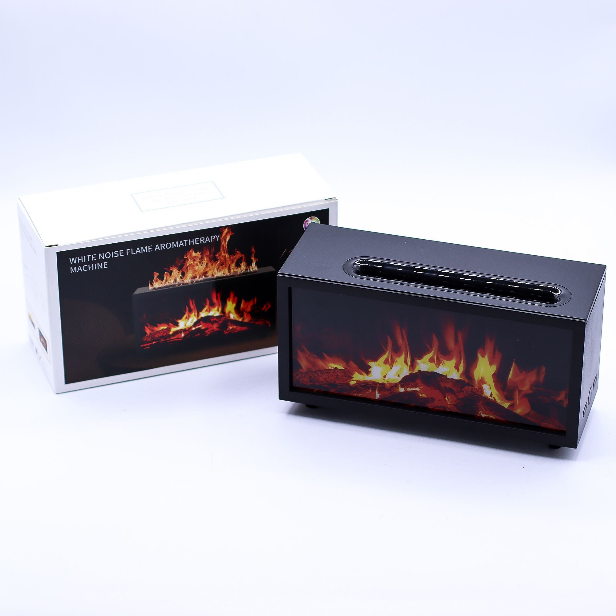 Flame Effect Aroma Diffuser with Birdsound - Black USB - Colour Change - Burnt Orchid Organics