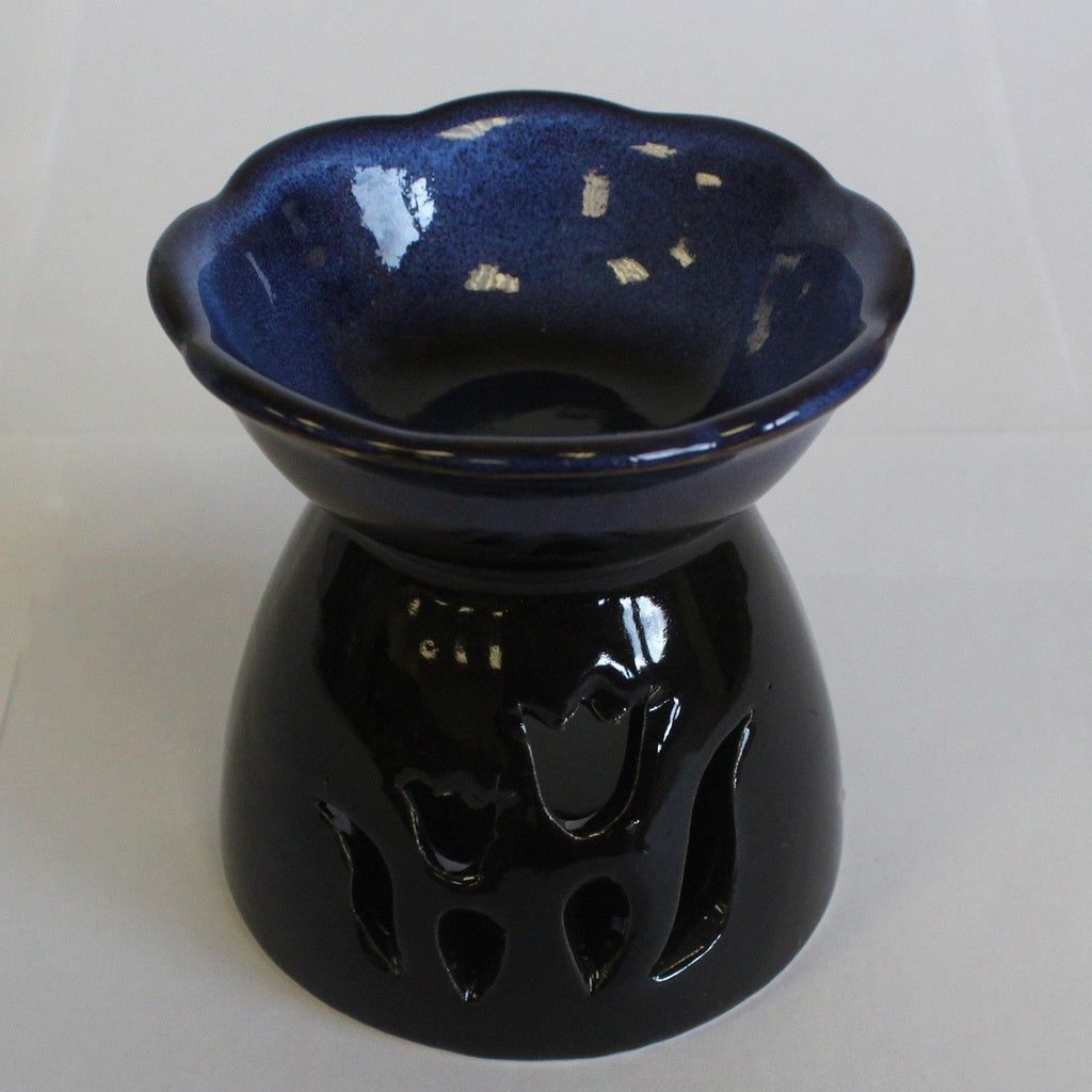Tulip Design Oil Burner - Black & Blue