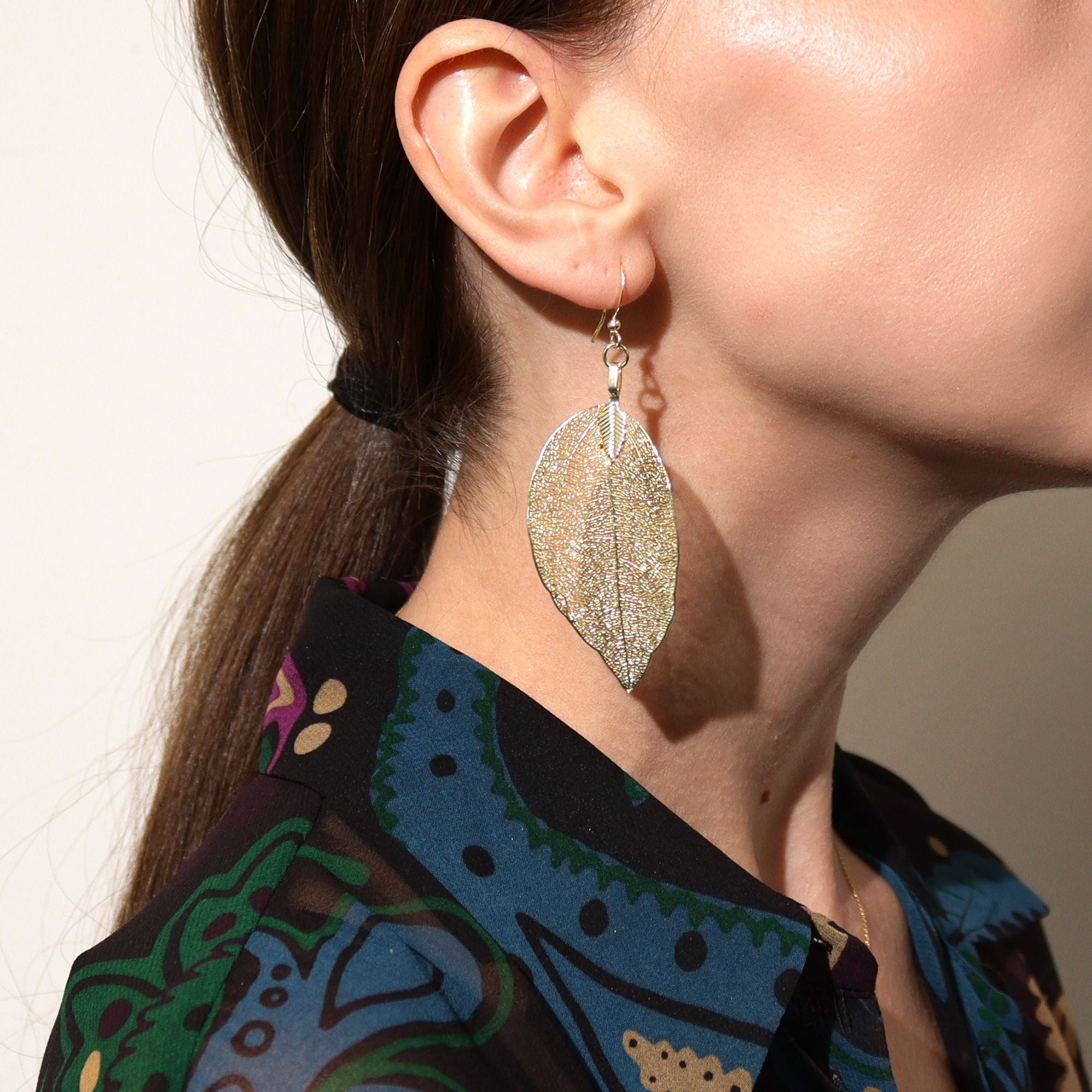 Earrings - Bravery Leaf - Gold - Burnt Orchid Organics