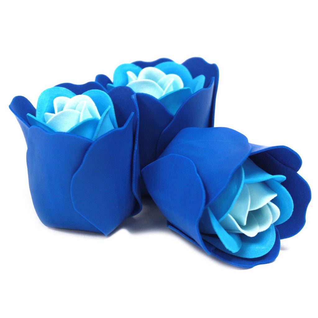 Set of 3 Soap Flower Heart Box - Blue Wedding Roses - Burnt Orchid Organics