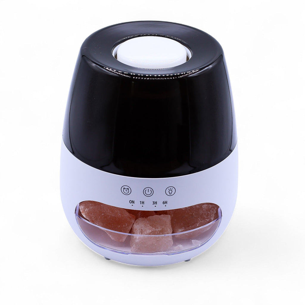 Salt Stone Flame Effect Aroma Diffuser - White USB - Colour Change and Timer - Burnt Orchid Organics