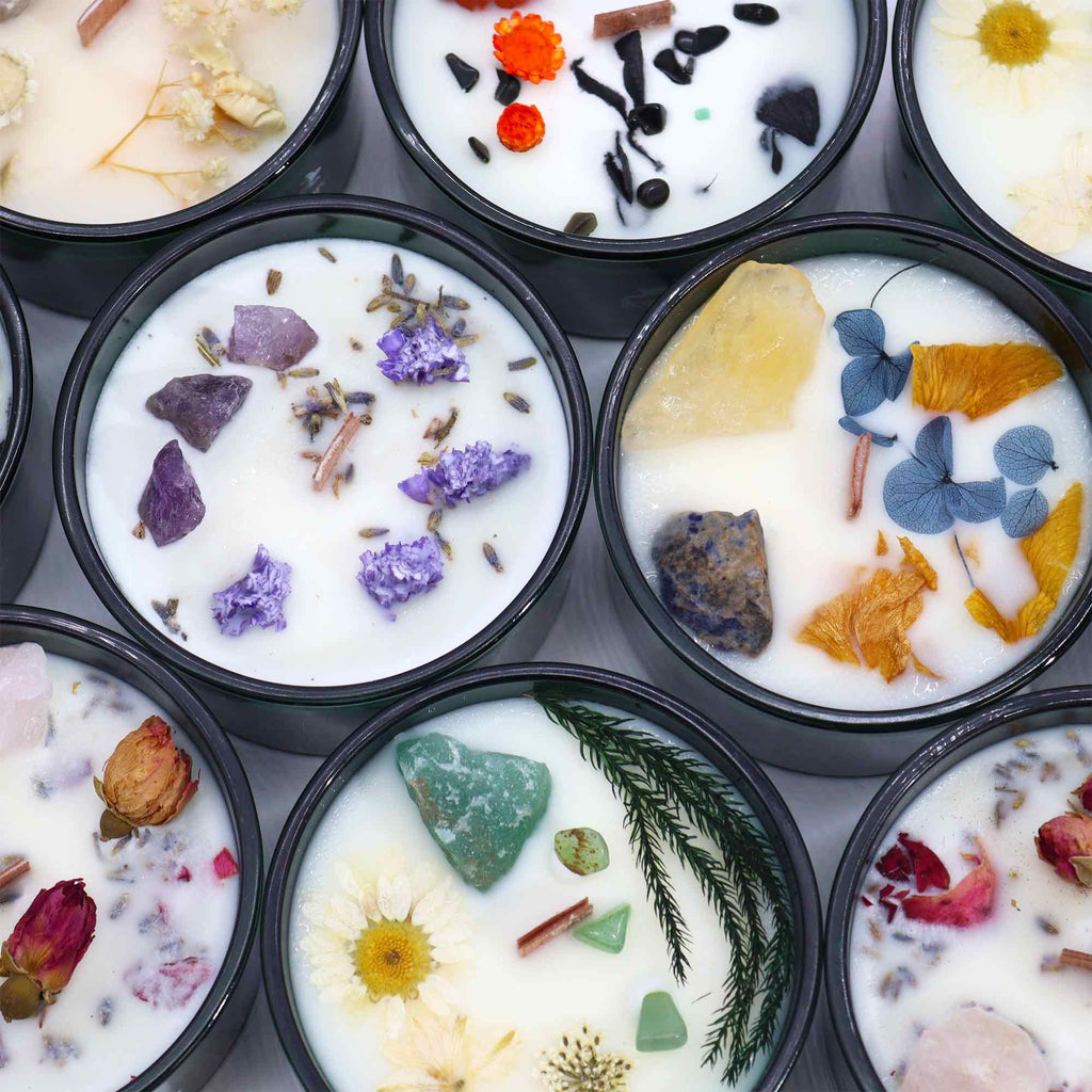 Hop Hare Crystal Magic Flower Candle - The Devil - Burnt Orchid Organics