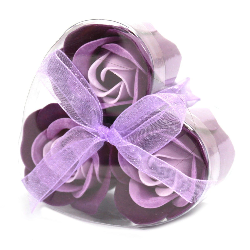 Soap Flower Heart Box - Lavender Roses/ set of 3