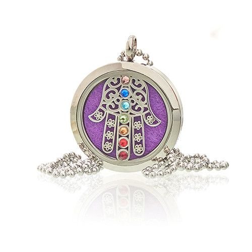 Aromatherapy Jewellery Necklace - Hamsa Chakra - 30mm - Burnt Orchid Organics