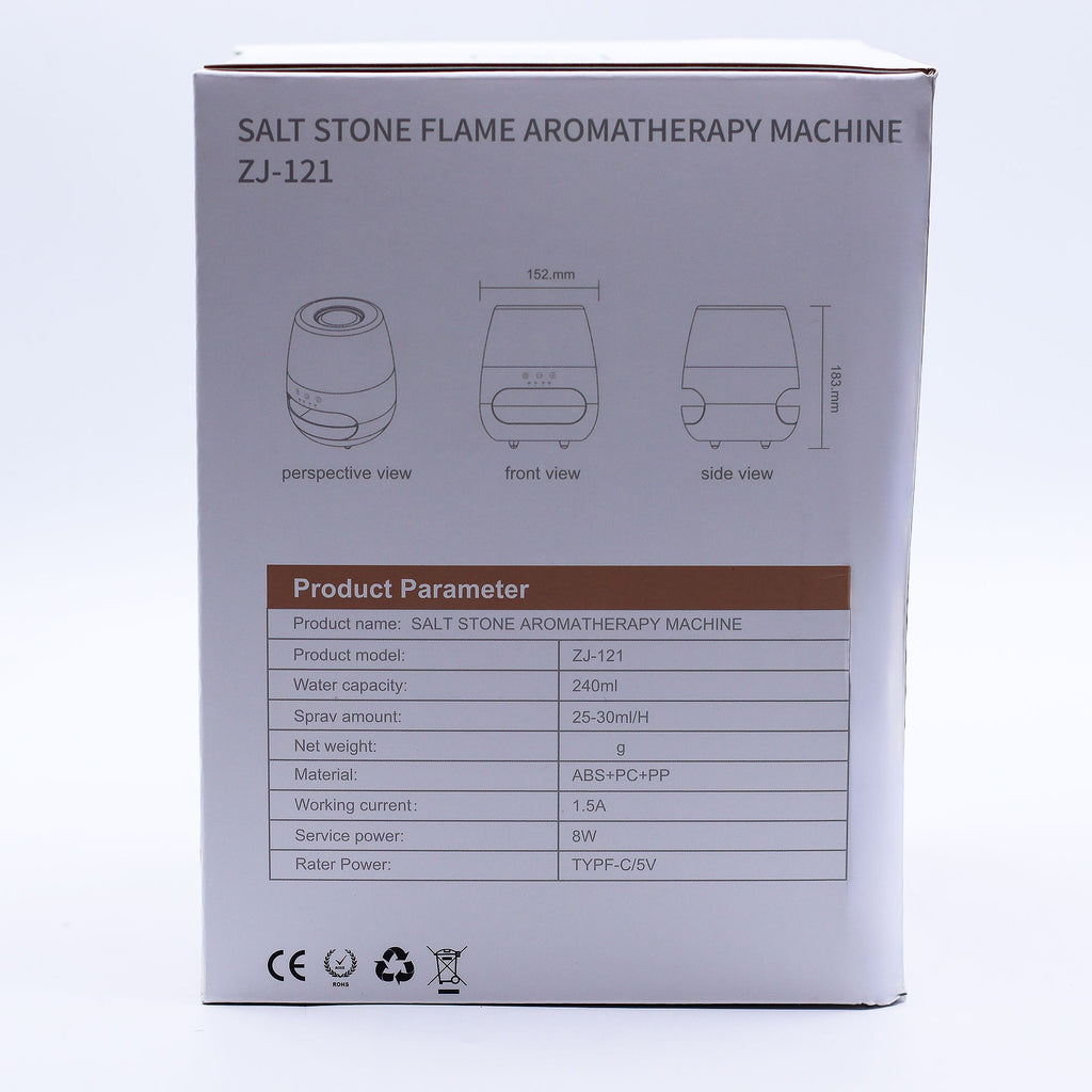 Salt Stone Flame Effect Aroma Diffuser - White USB - Colour Change and Timer - Burnt Orchid Organics