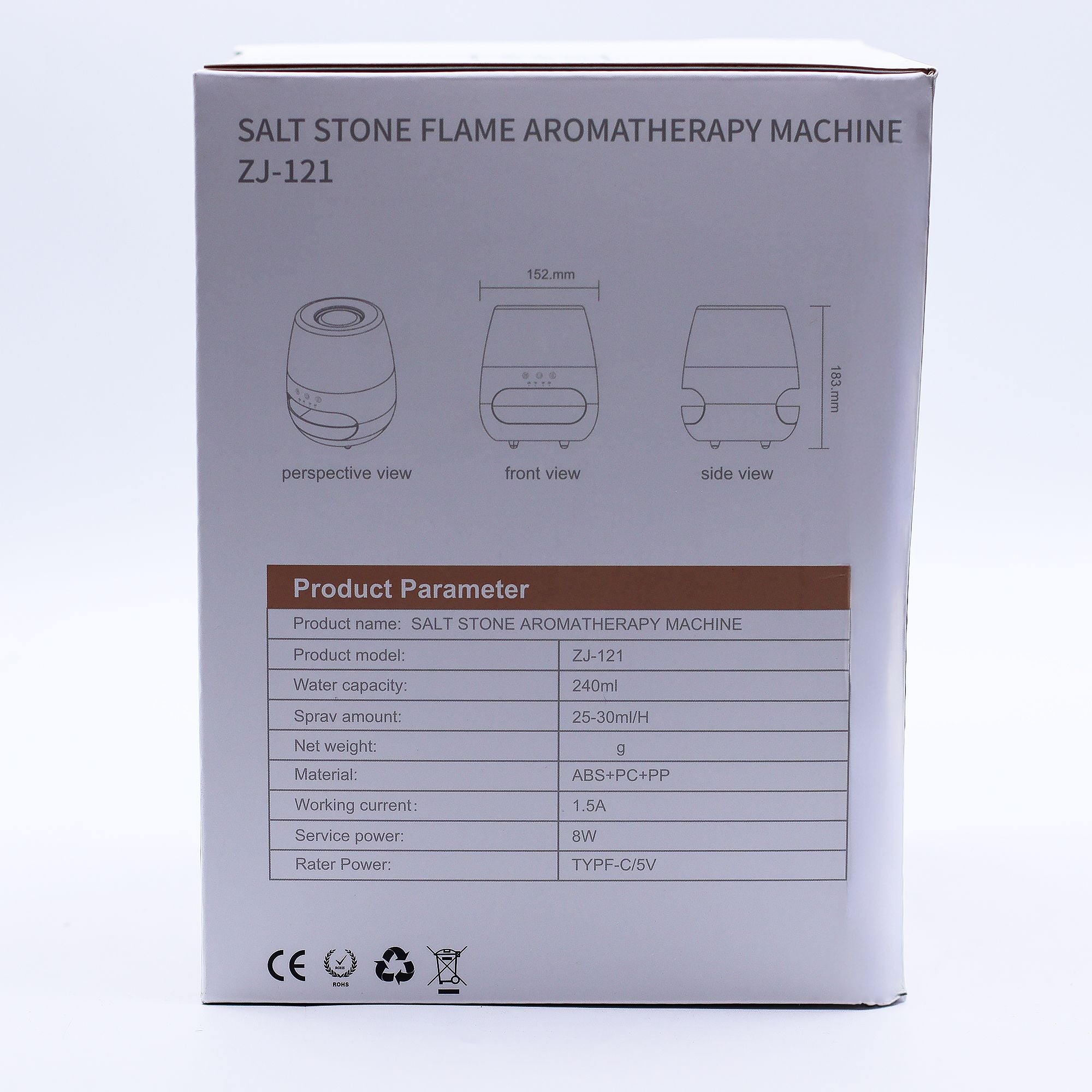 Salt Stone Flame Effect Aroma Diffuser - White USB - Colour Change and Timer - Burnt Orchid Organics