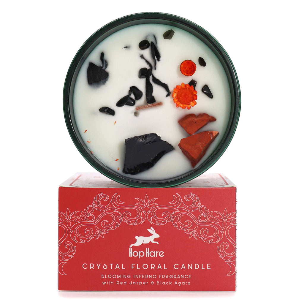 Hop Hare Crystal Magic Flower Candle - The Devil - Burnt Orchid Organics