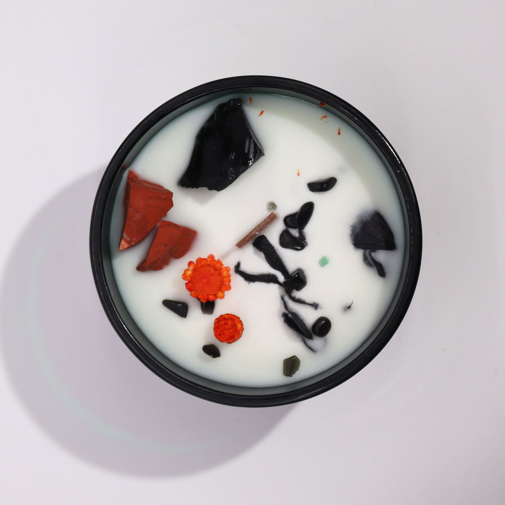 Hop Hare Crystal Magic Flower Candle - The Devil - Burnt Orchid Organics