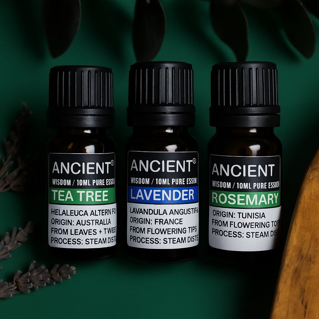 Set of Lavender, Tea Tree & Rosemary Essential Oils - 10ml Each - Burnt Orchid Organics